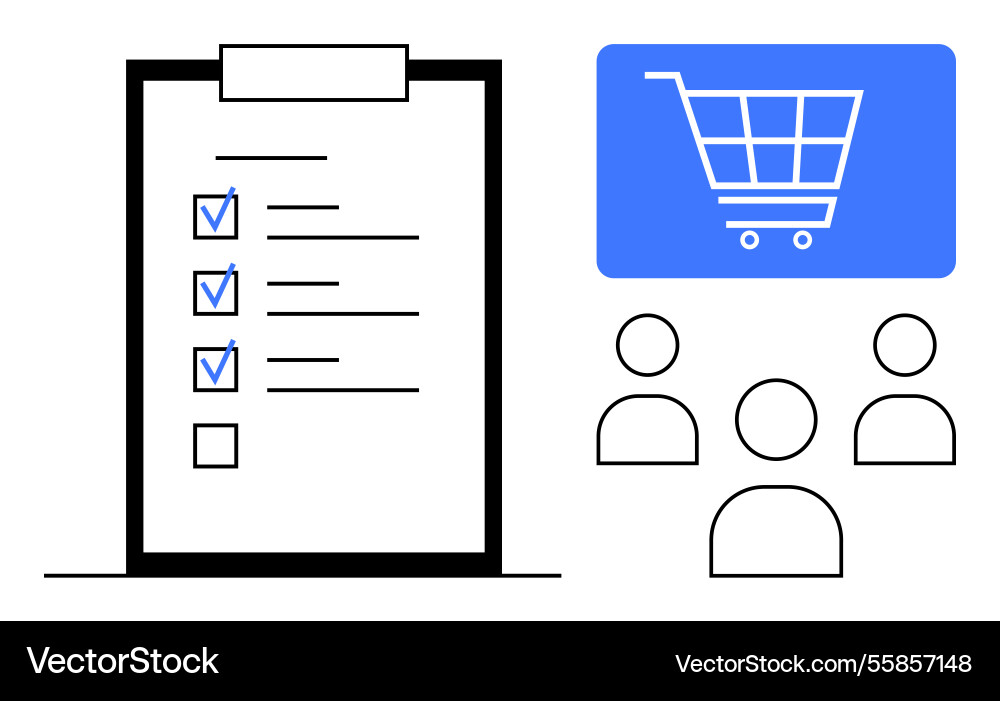 Shopping checklist with completed tasks and group Shopping checklist with completed tasks and group Vector Image