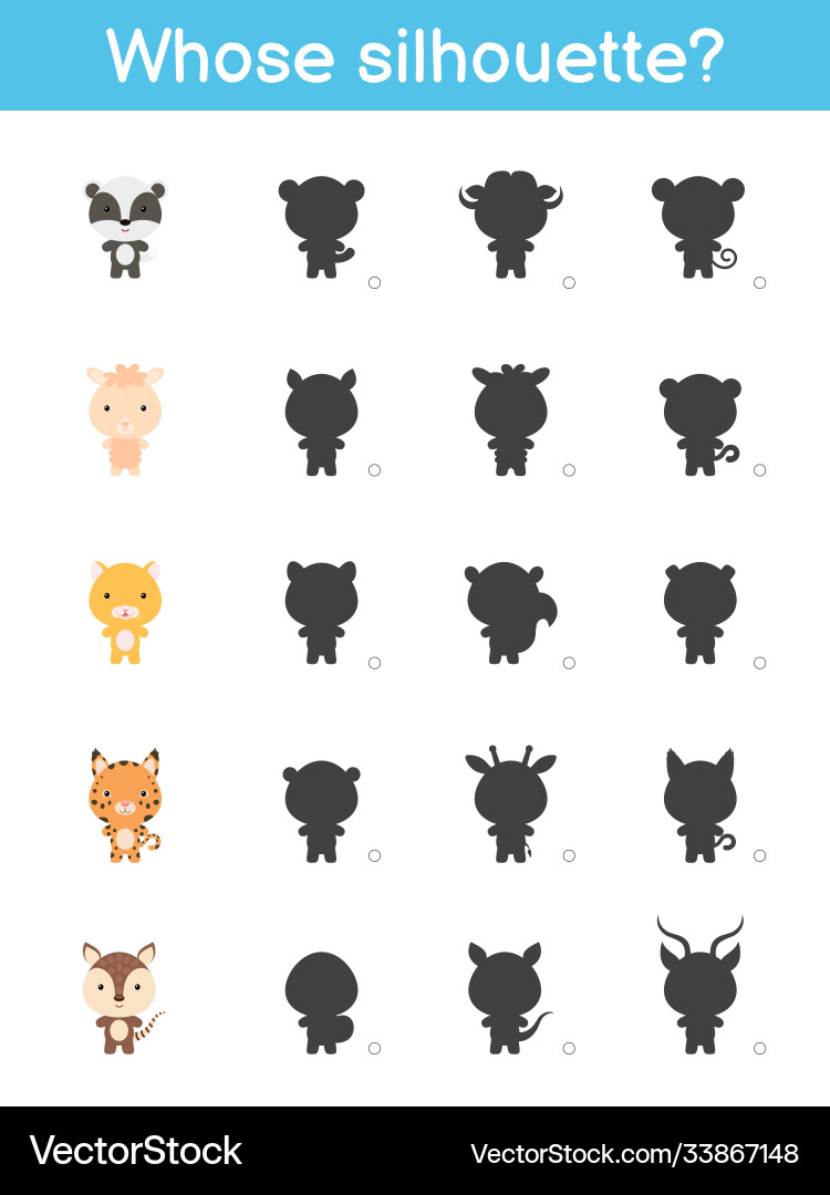 Whose silhouette game template matching Whose silhouette game template matching vector image