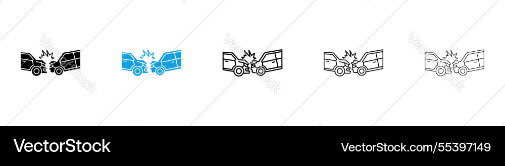 Auto Crash Icons Sammlung in schwarz und blau Auto Crash Icons Sammlung in schwarz und blau vektorbild
