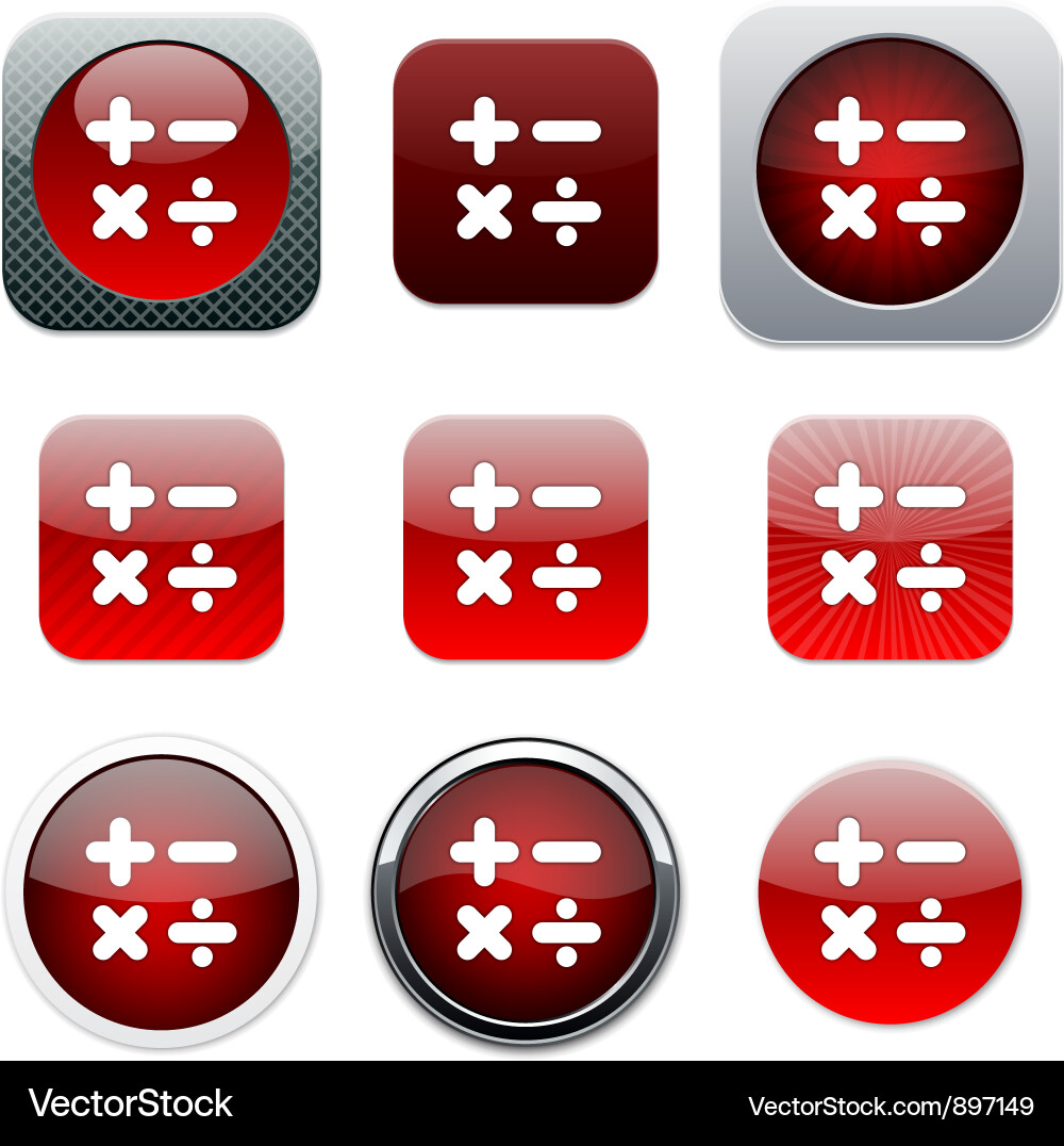 Calculate red app icons vector image