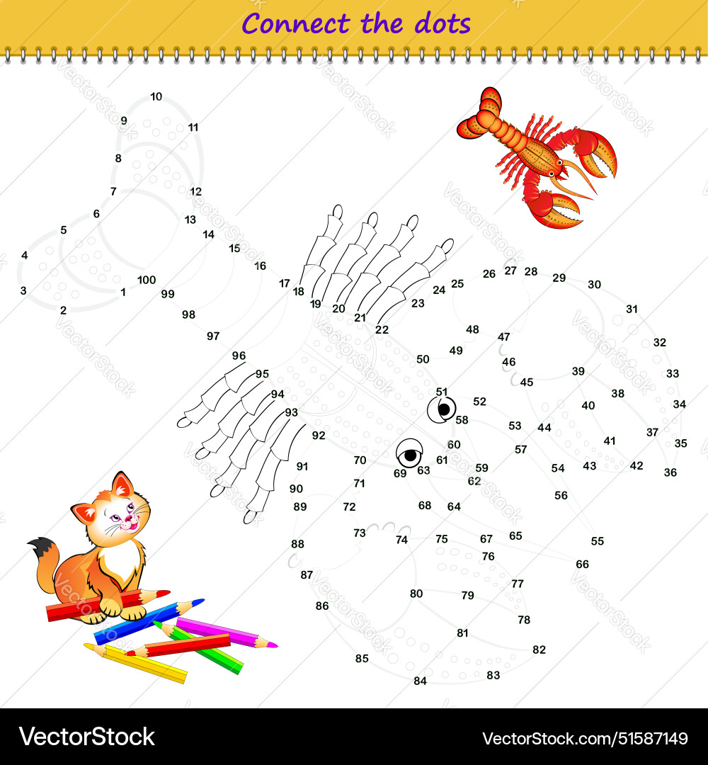 Connect the dots from 1 to 100 and draw Vector Image