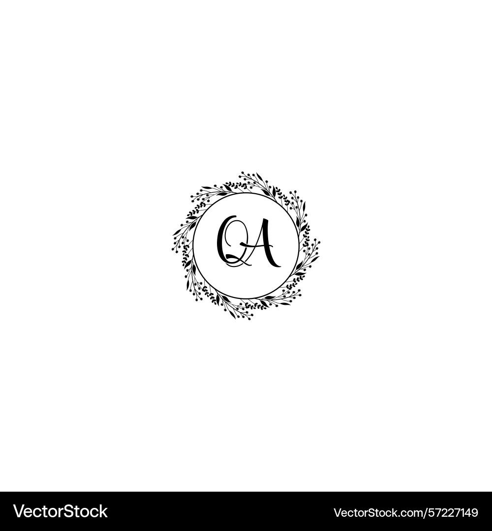Floral handwritten monogram logos with qa initials Vector Image