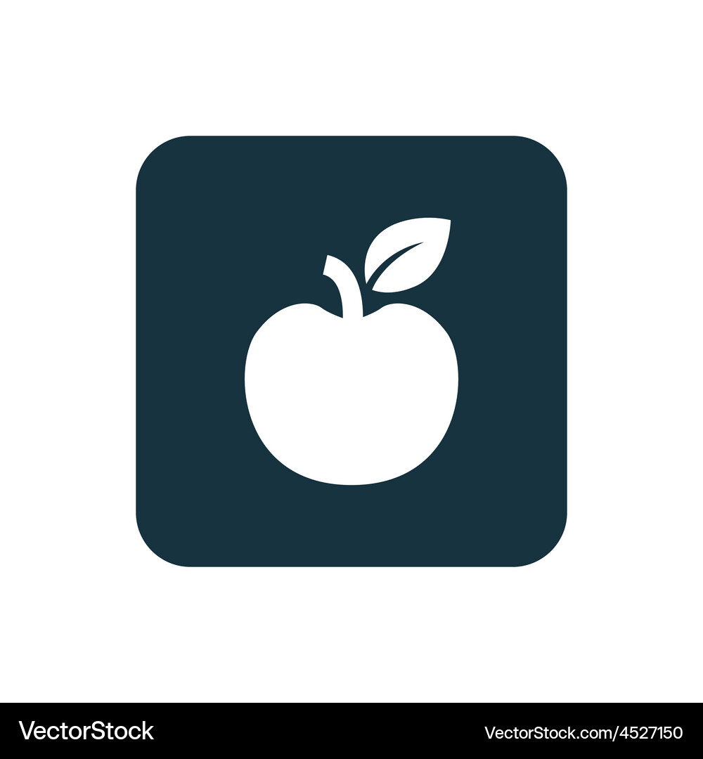 Apple Icon - Rounded Square Button Vector Image
