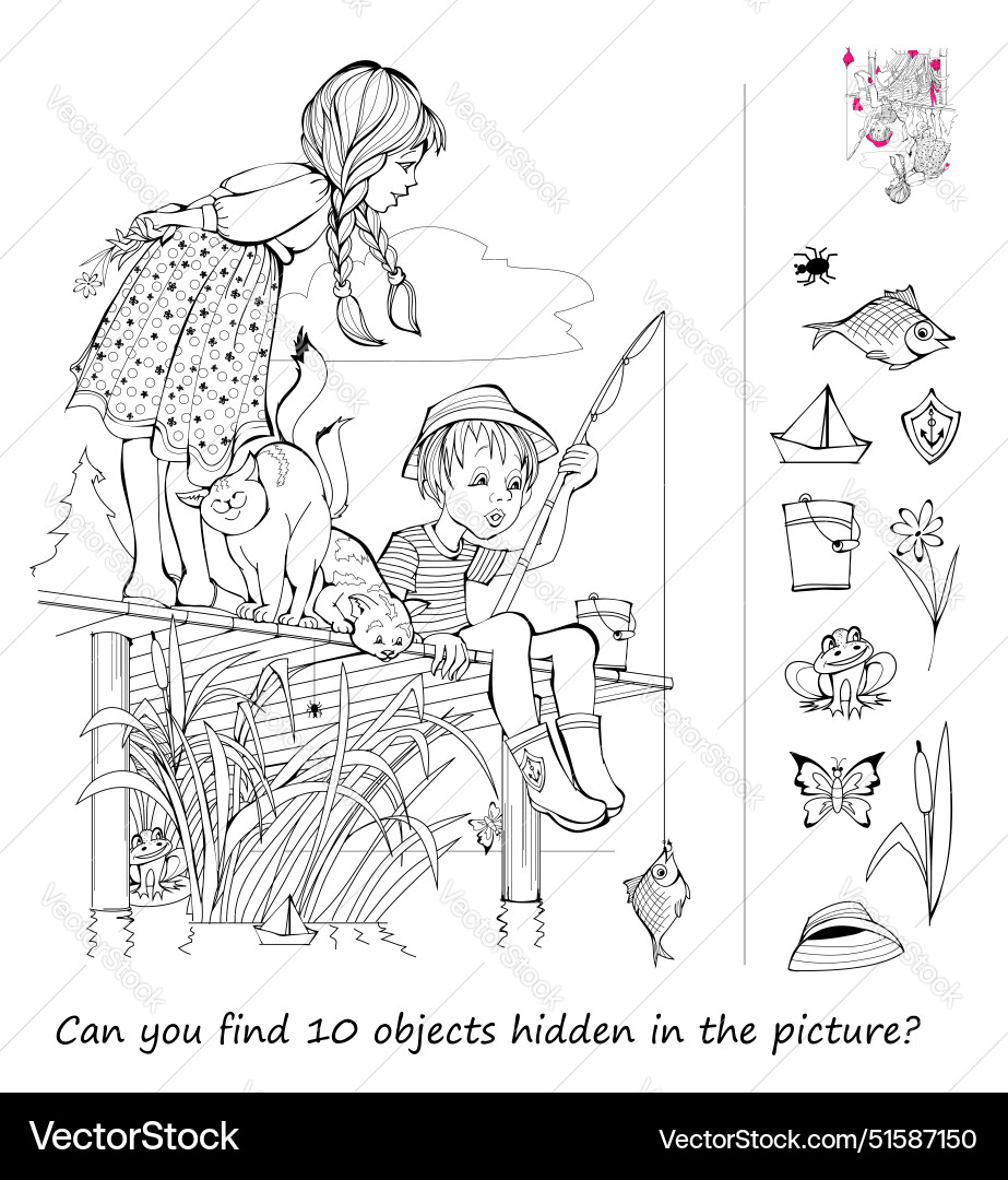 Can you find 10 objects hidden in the picture Can you find 10 objects hidden in the picture vector image
