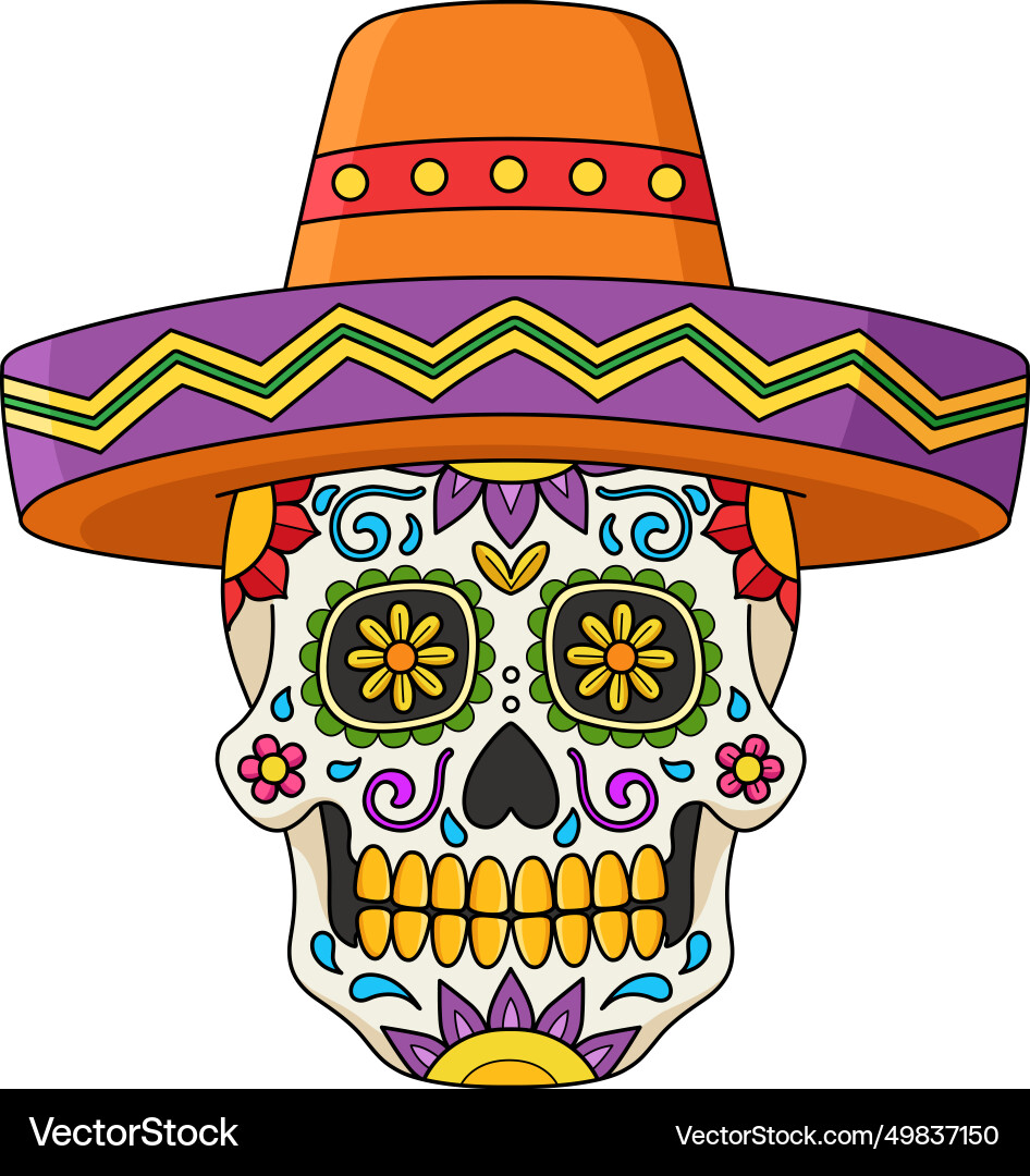 Dia de los muertos cartoon colored clipart Vector Image