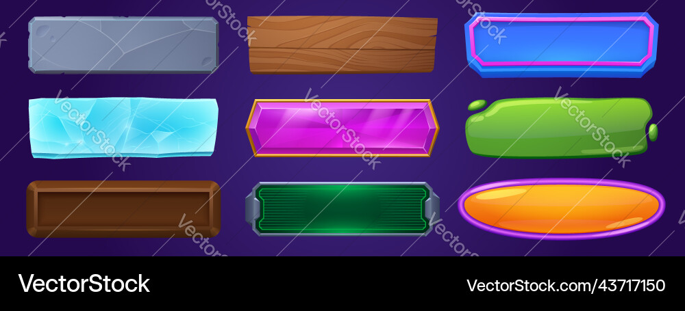 Ice & Stone Button Set Vector Image