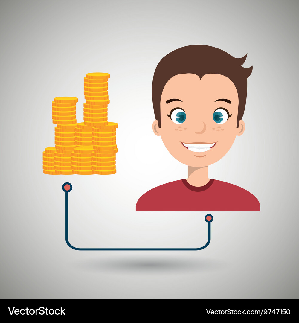Man with coins isolated icon design Vector Image