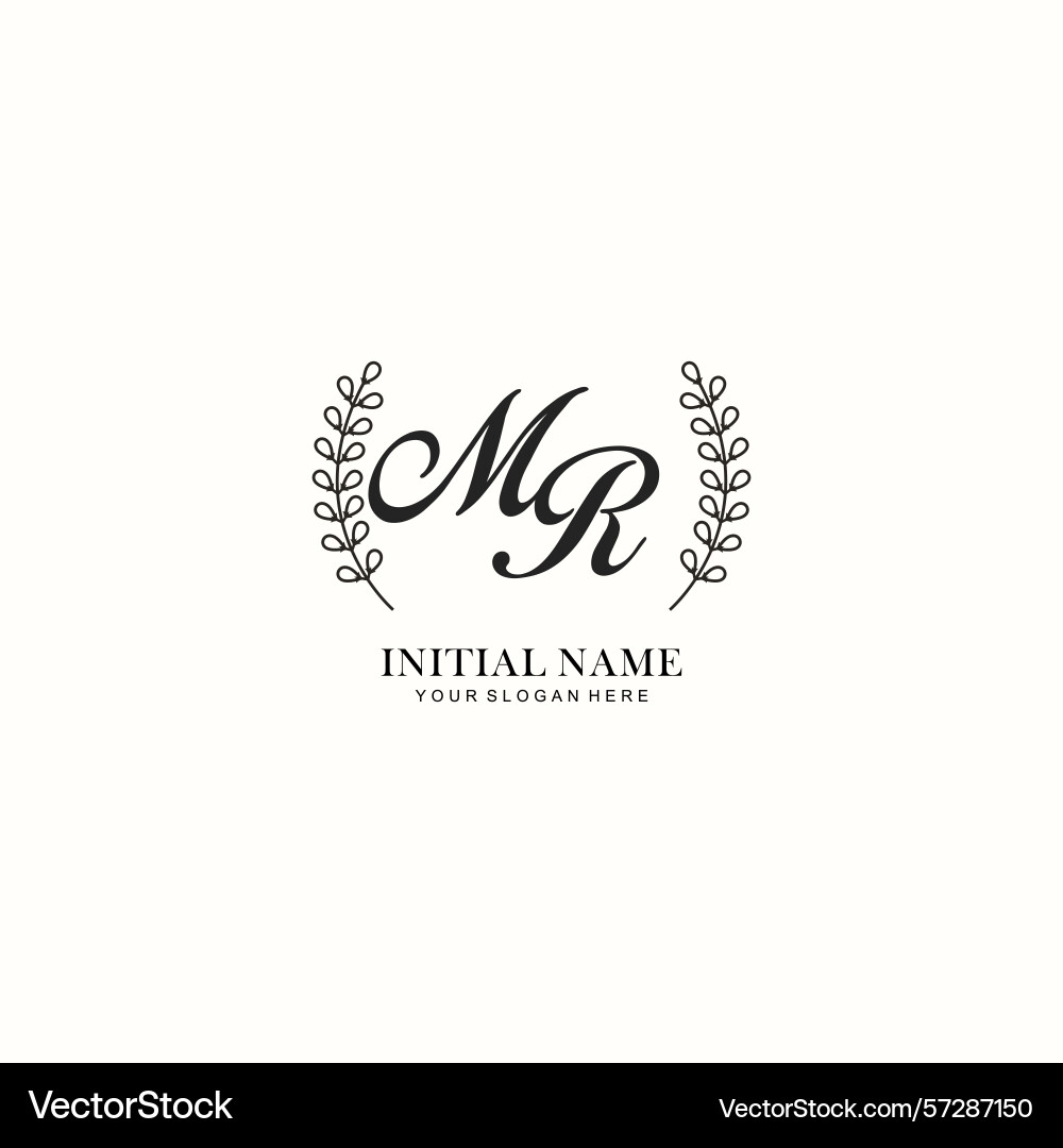 Mr initial logo templates with botanical elements Vector Image