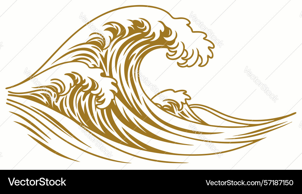 Powerful ocean waves design generative ai vector image