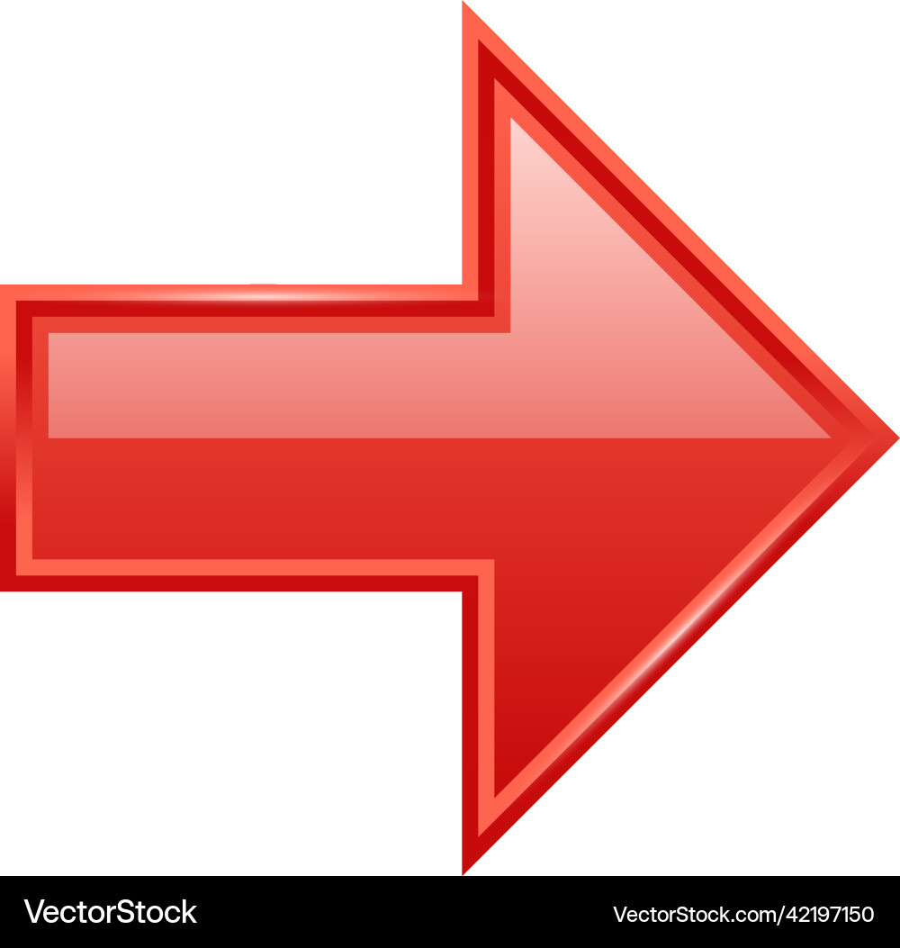 Red direction pointer with triangular arrowhead Red direction pointer with triangular arrowhead vector image