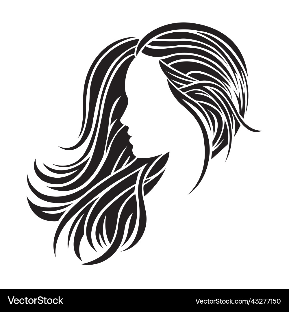 Silhouette of a girl with loose black hair Silhouette of a girl with loose black hair vector image