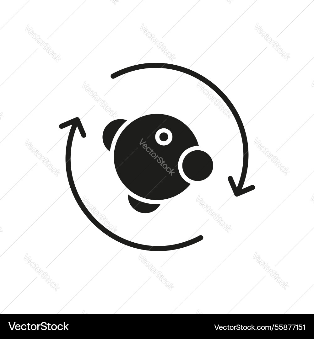 Atomic structure with arrows indicating motion Vector Image