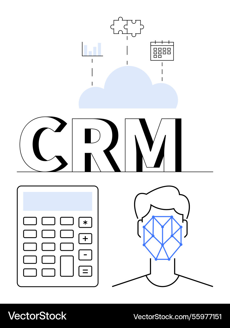 Crm concept with cloud integration analytics Crm concept with cloud integration analytics vector image