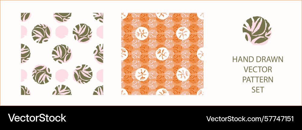 Polka dot blockprint seamless pattern set Polka dot blockprint seamless pattern set vector image
