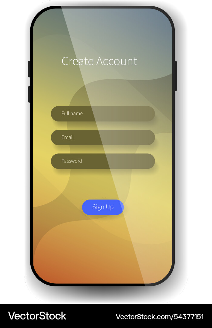 Stylish create account interface with gradient vector image