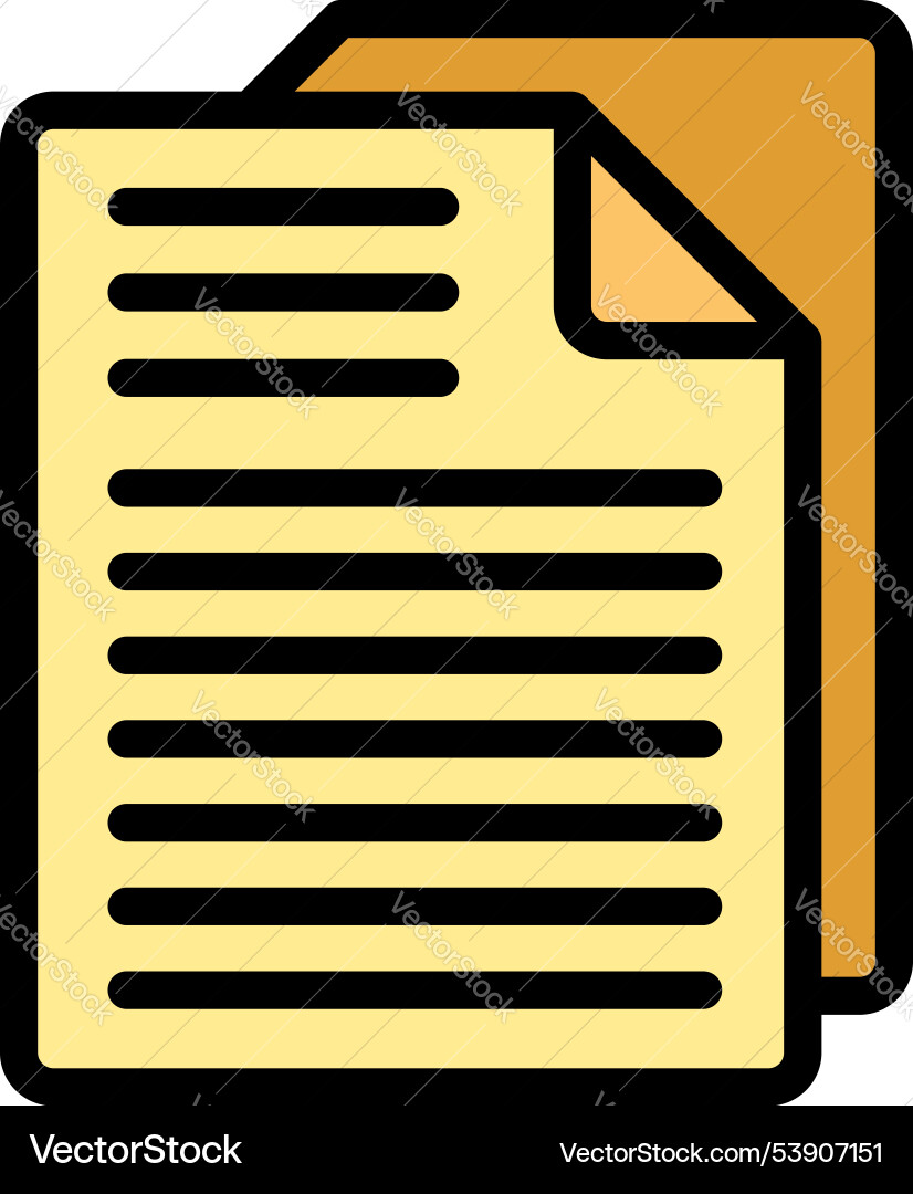 Yellow document file icon showing a page Yellow document file icon showing a page vector image