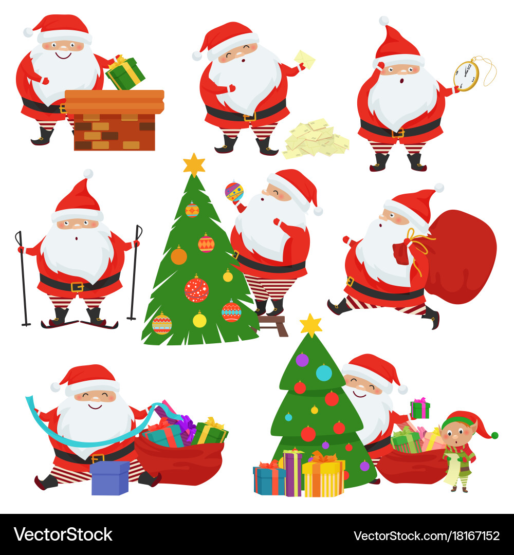 Adorable Santa Claus Set Vector Image
