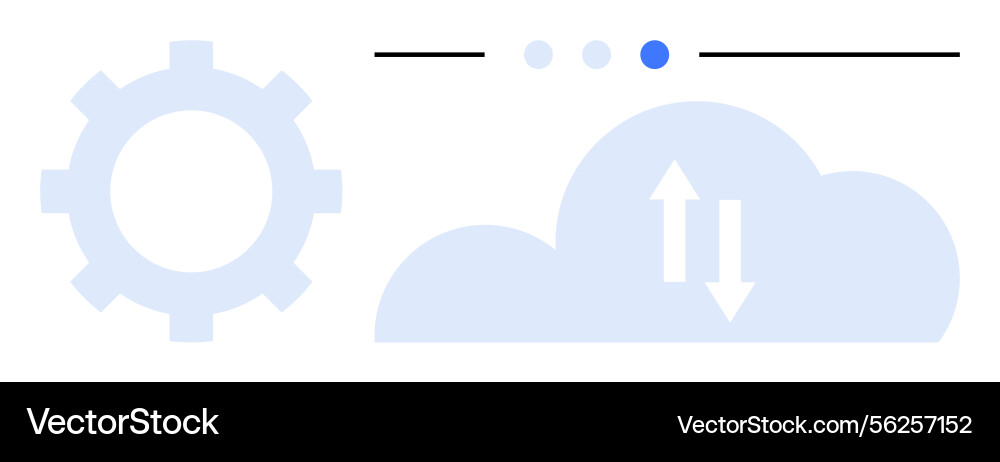 Cloud data sync with settings icon and minimal Cloud data sync with settings icon and minimal vector image