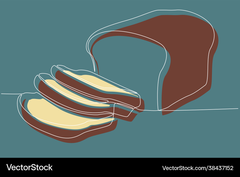 Continuous line drawing slices bread Continuous line drawing slices bread vector image