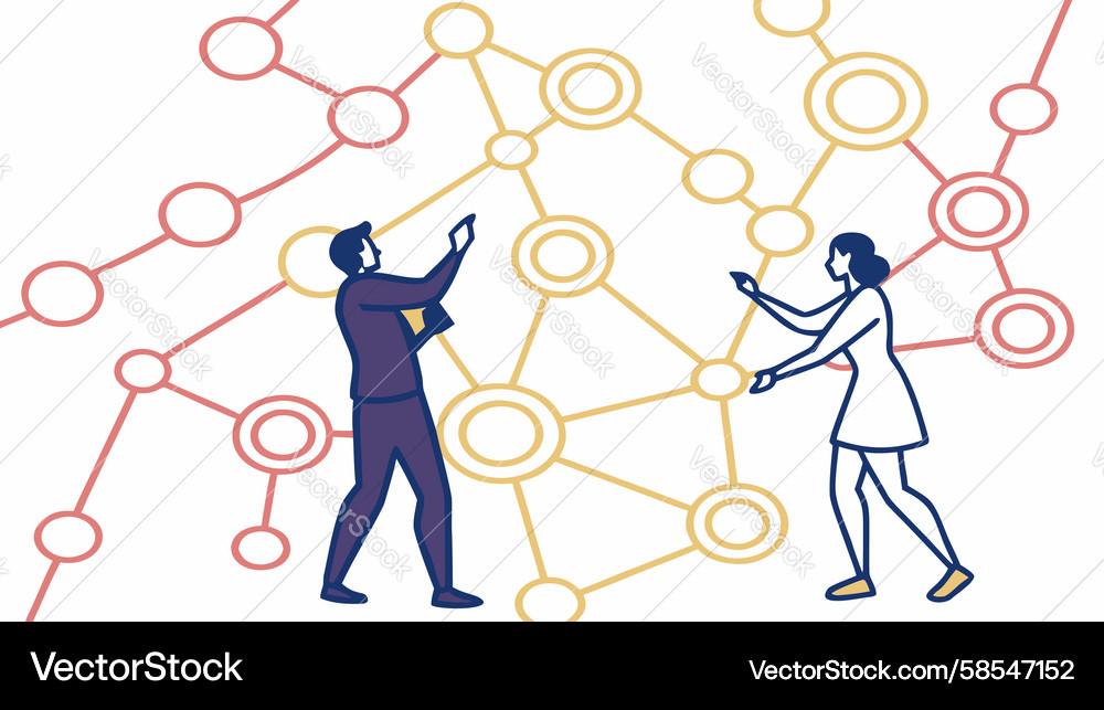 Digital Network Interaction Vector Image