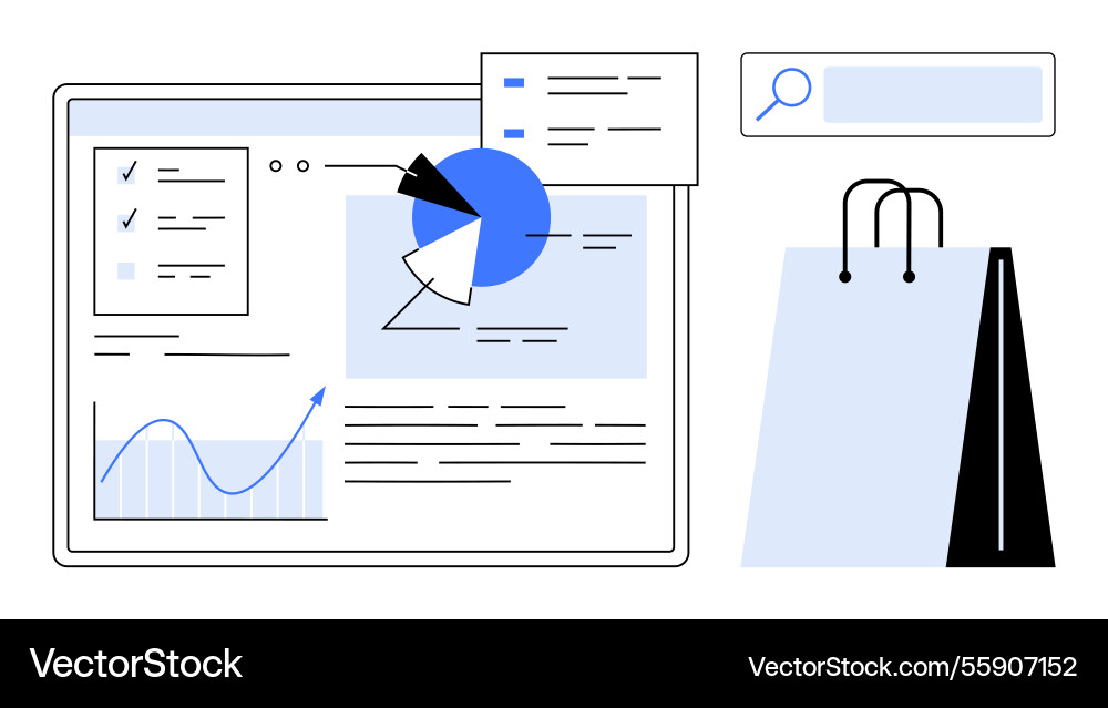 E-commerce dashboard analytics with charts search E-commerce dashboard analytics with charts search vector image
