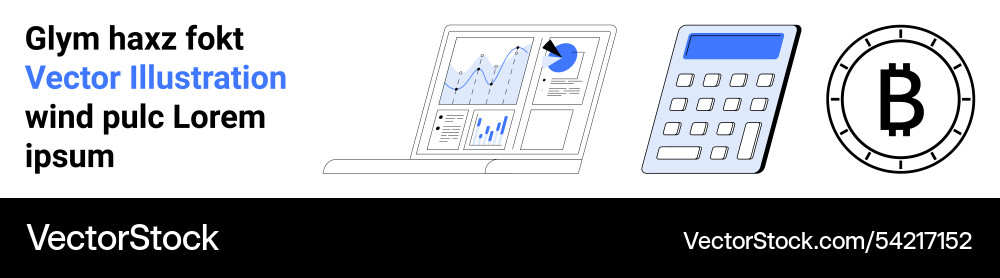 Financial data analysis with graphs calculator Financial data analysis with graphs calculator vector image