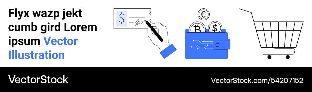Financial elements featuring check signing wallet Vector Image