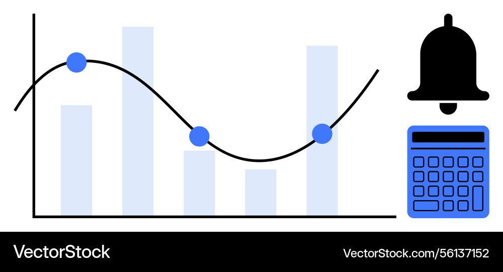 Graph analysis with bar chart line Graph analysis with bar chart line vector image