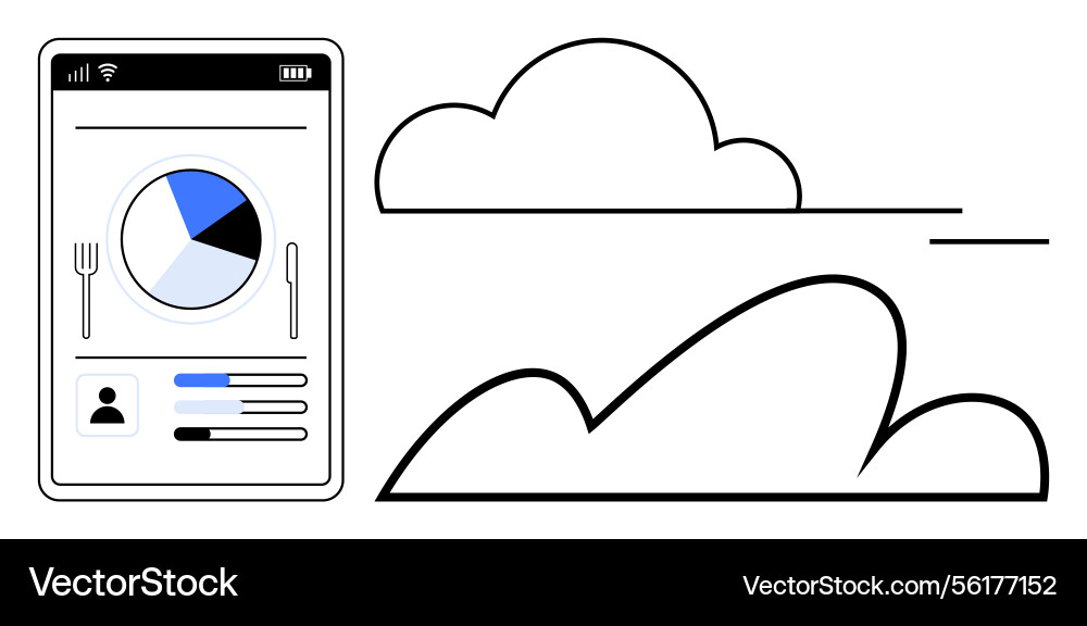 Mobile dashboard with pie chart user profile Vector Image