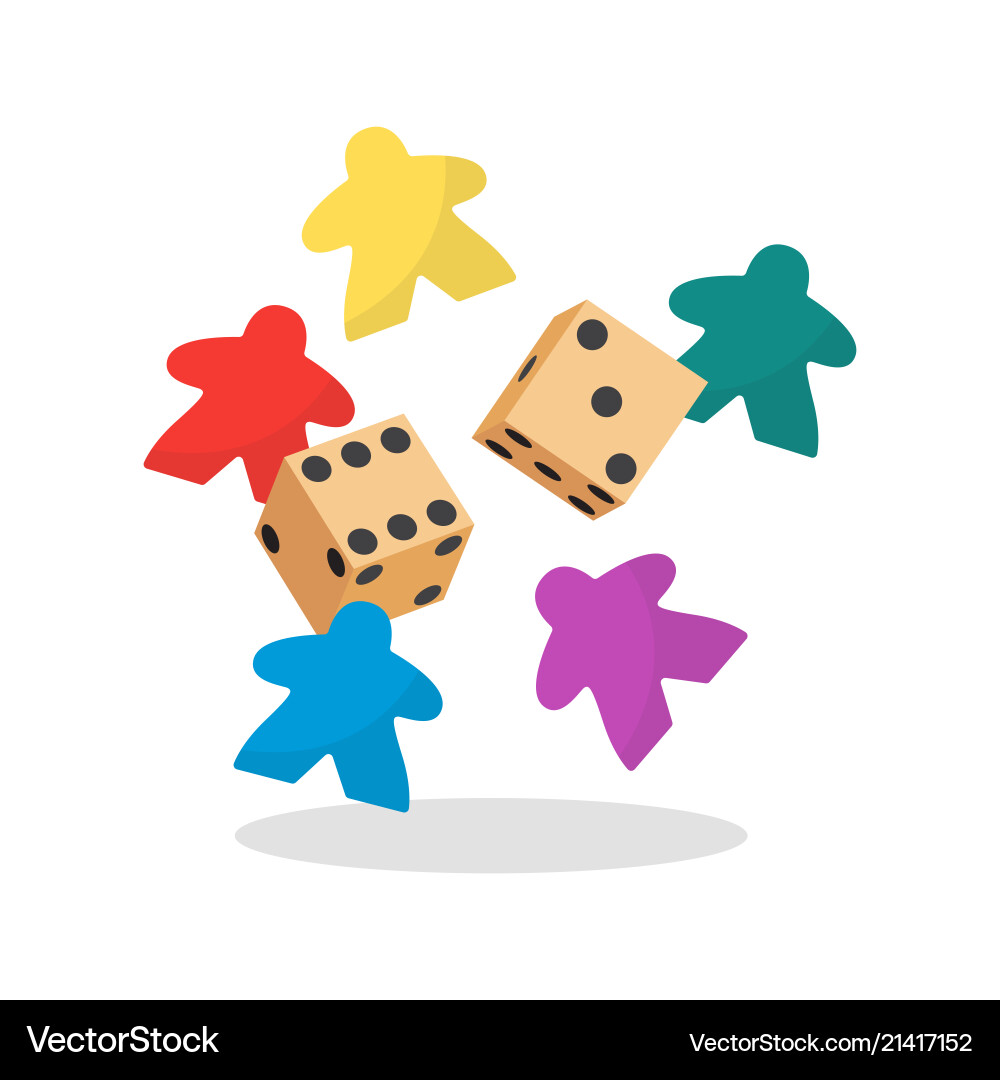 Multicolor meeple and dice vector image