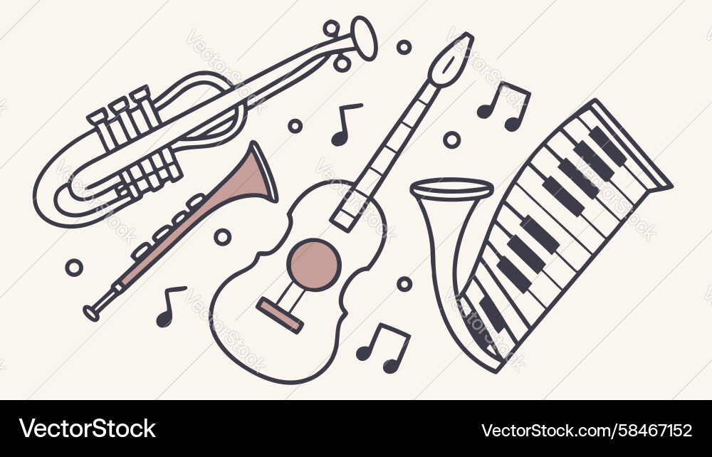 Musical Notes & Instruments Vector Image