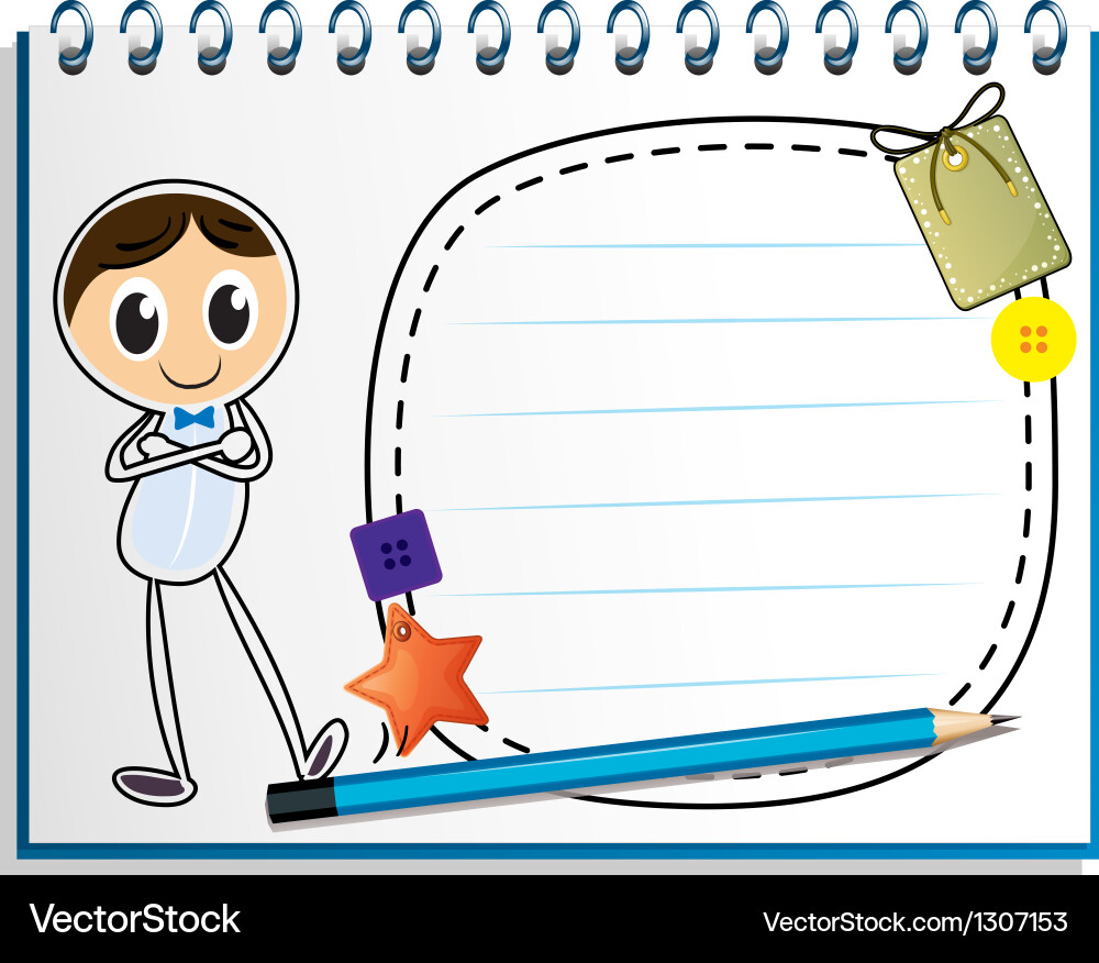 A notebook with drawing of man standing Vector Image