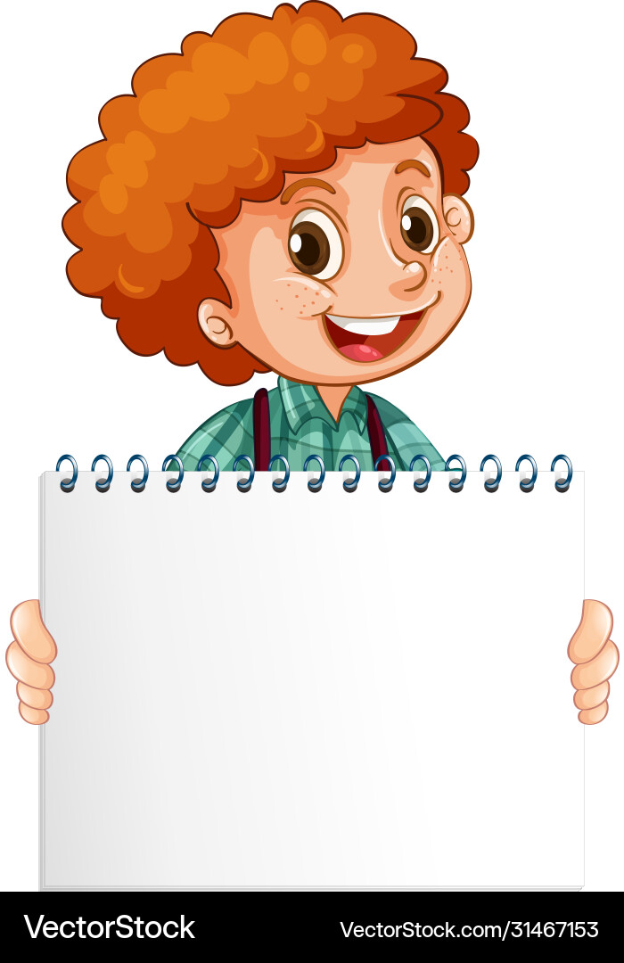 Blank sign template with cute boy on white Blank sign template with cute boy on white vector image