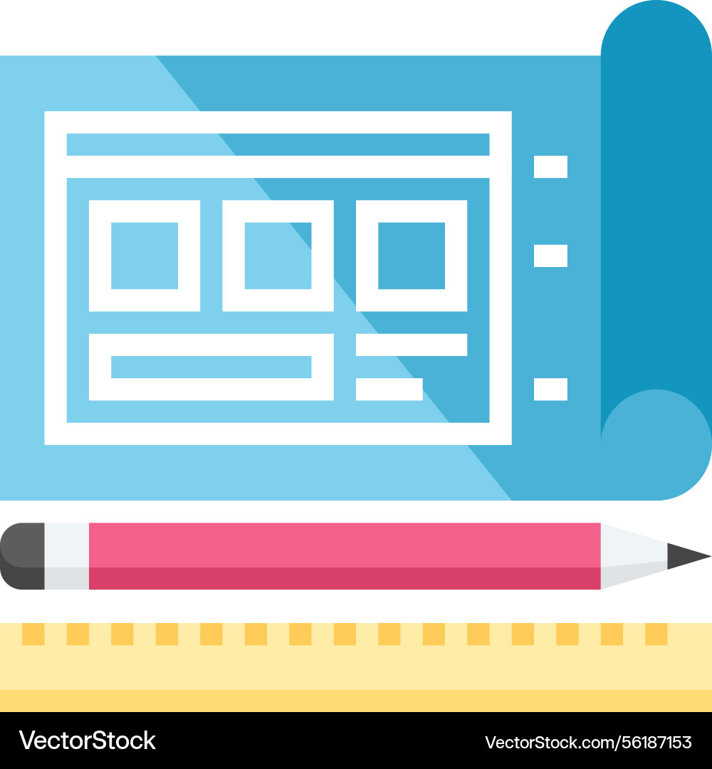 Blueprint flat web icon Blueprint flat web icon vector image