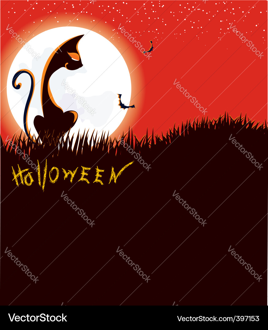 Spooky Halloween Cat Silhouette vector image