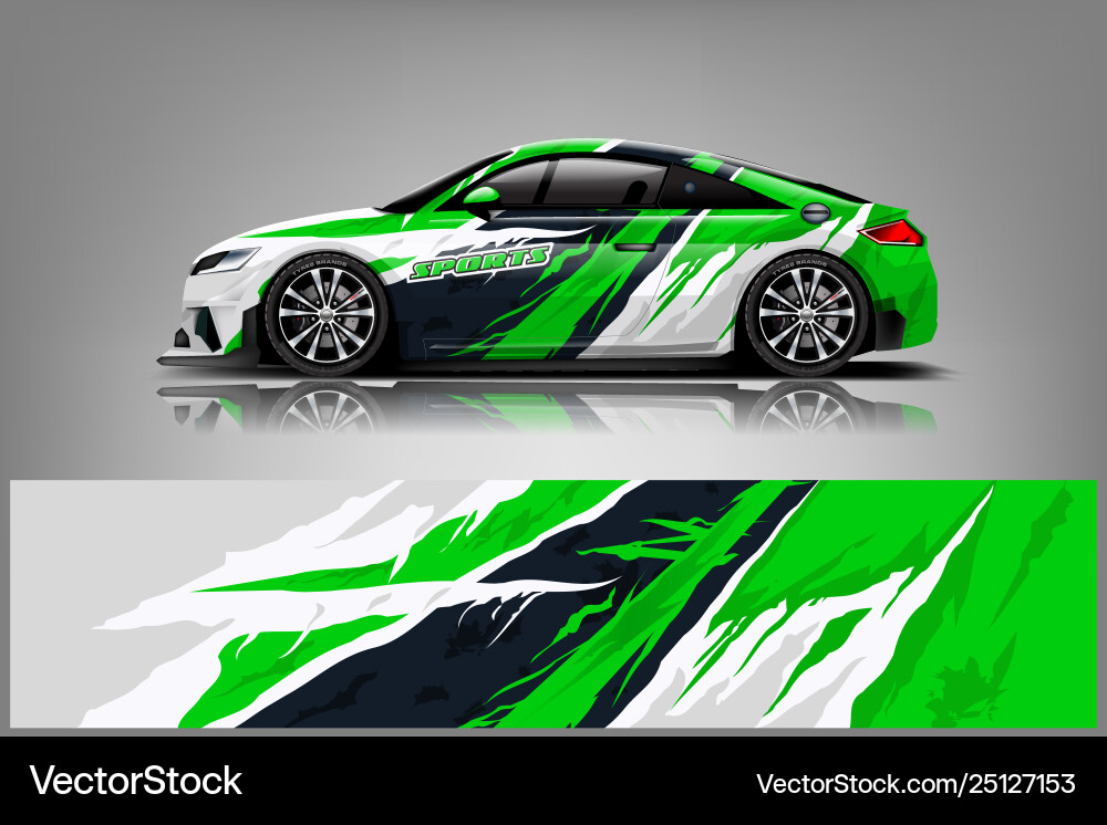 Sport Car Racing Wrap Vector Image