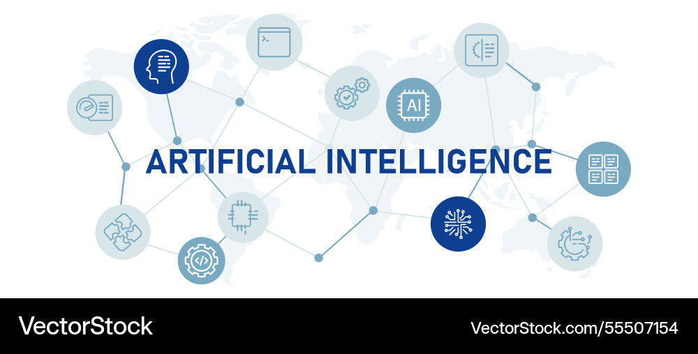 Ai artificial intelligence robot software icon set Ai artificial intelligence robot software icon set vector image