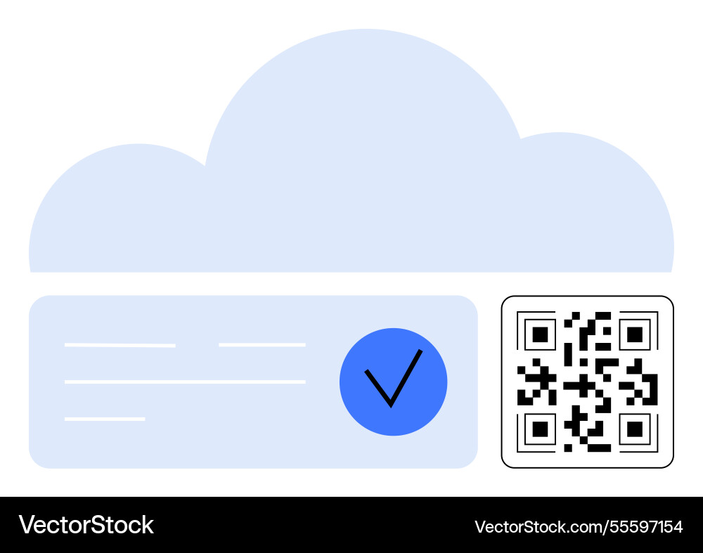 Cloud data storage with verification checkmark Vector Image