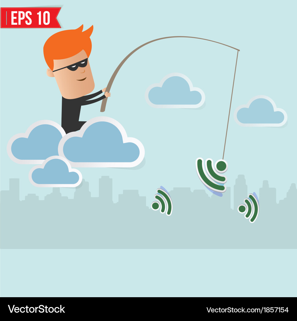 Hacker Sniffing Wireless Network vector image