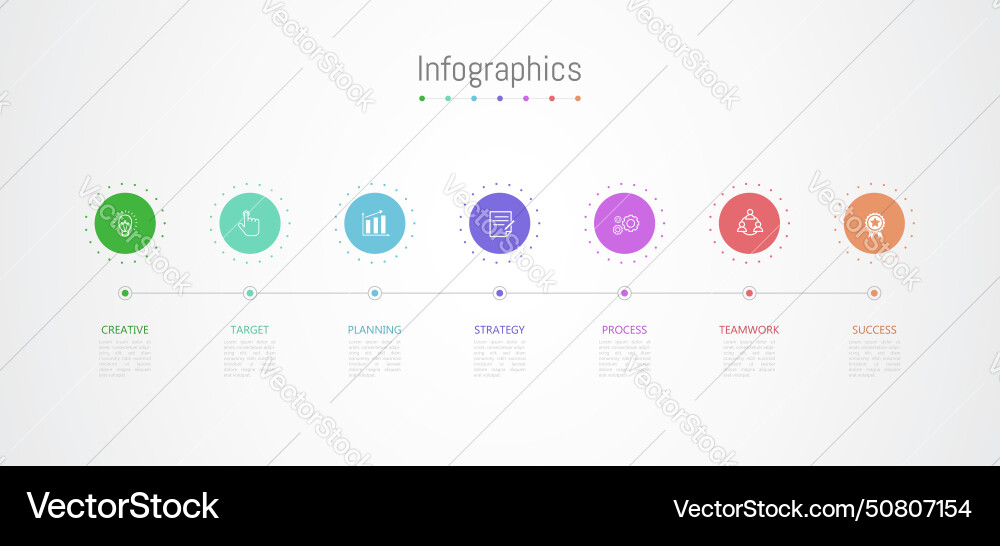 Infographic 7 options design elements Royalty Free Vector