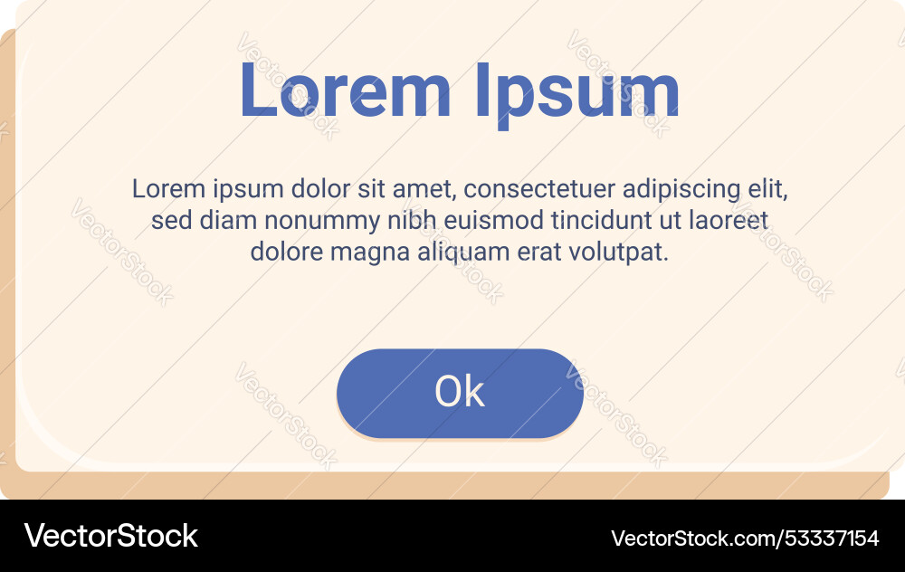 Pop up window with button appearing on the screen Pop up window with button appearing on the screen vector image
