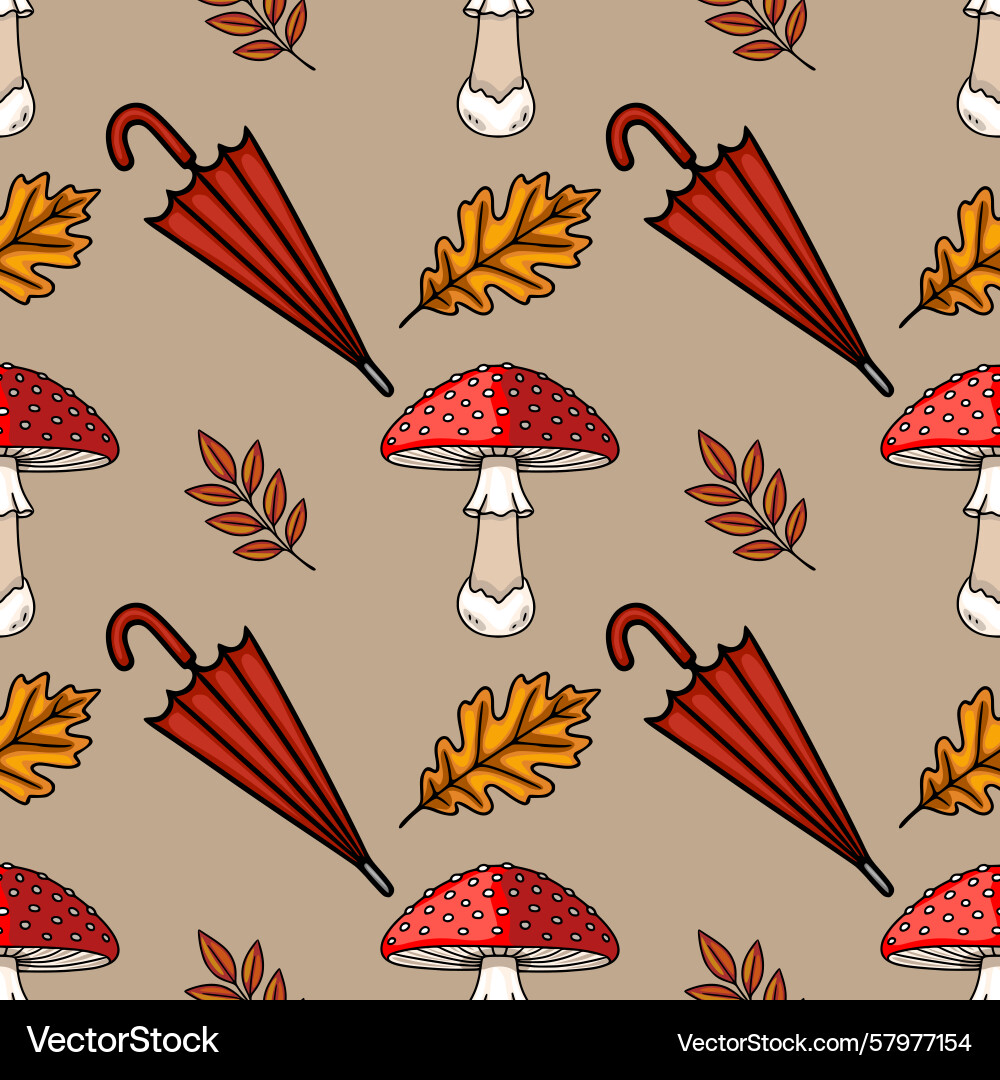 Seamless pattern featuring autumnal elements red Vector Image