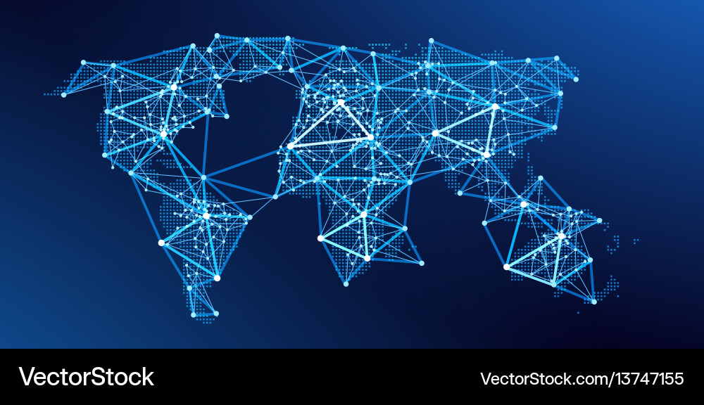Abstract Global Network Map vector image