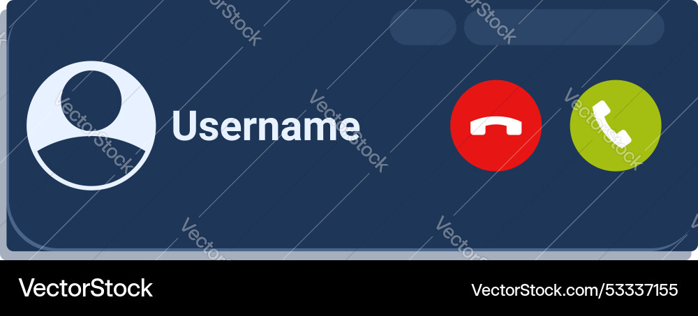 Incoming video call interface showing username Incoming video call interface showing username vector image