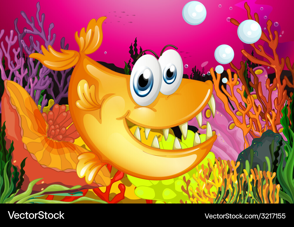 Vibrant Coral Reef Scene Vector Image