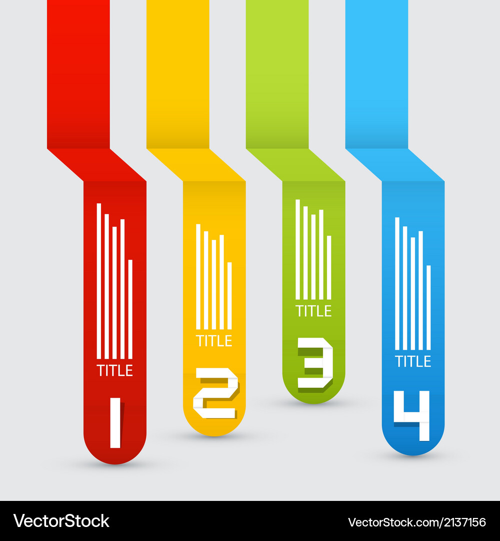 Colorful retro paper progress steps for tutorial Vector Image
