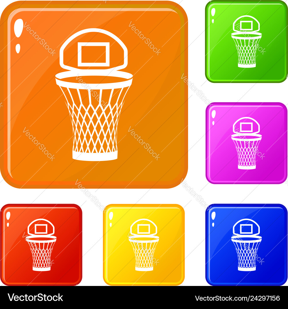 Mesh bucket icons set color Mesh bucket icons set color vector image