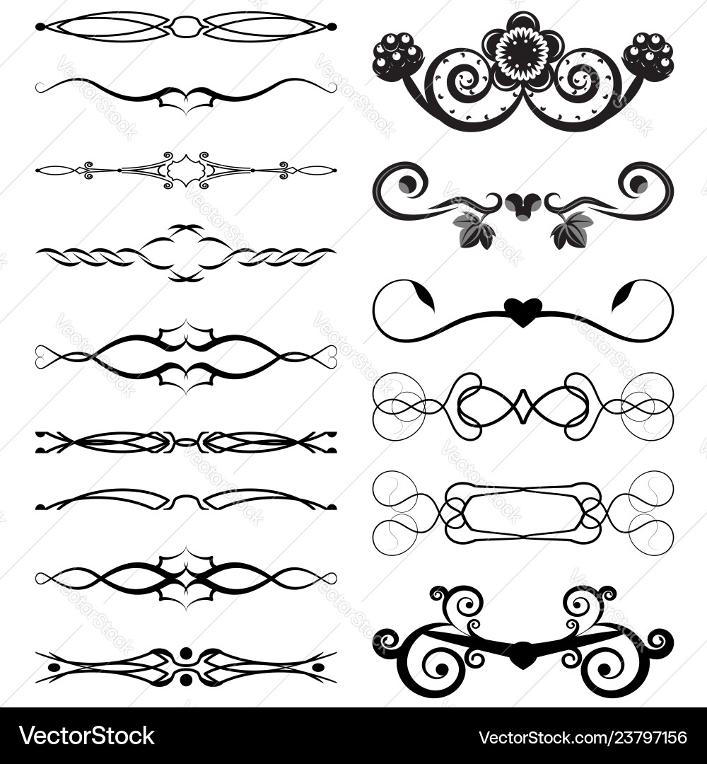 Set of decorative dividers isolated on white Set of decorative dividers isolated on white vector image