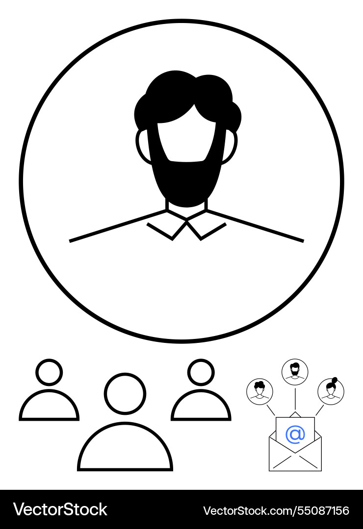 Team networking concept with central profile Team networking concept with central profile vector image