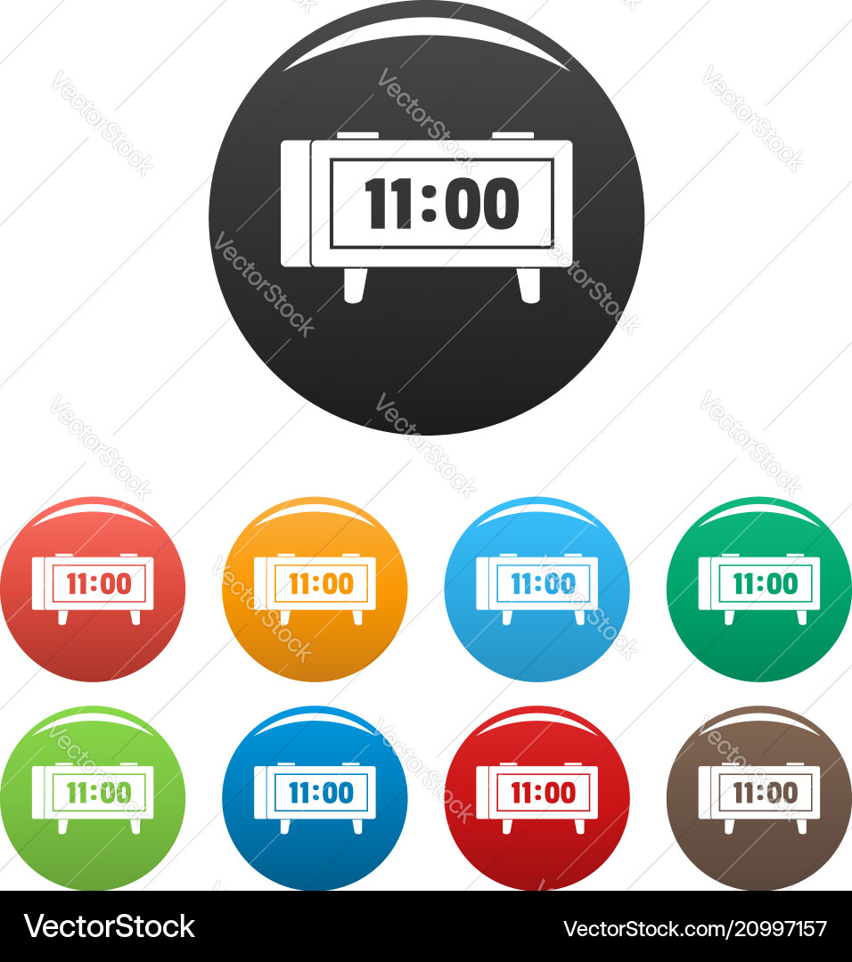 Alarm clock retro icons set color Alarm clock retro icons set color vector image